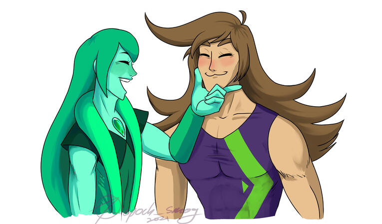 two people half body